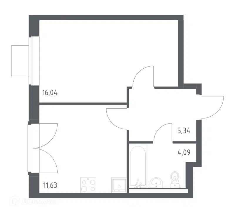 1-комнатная квартира 37.1 м² Квартал Западный