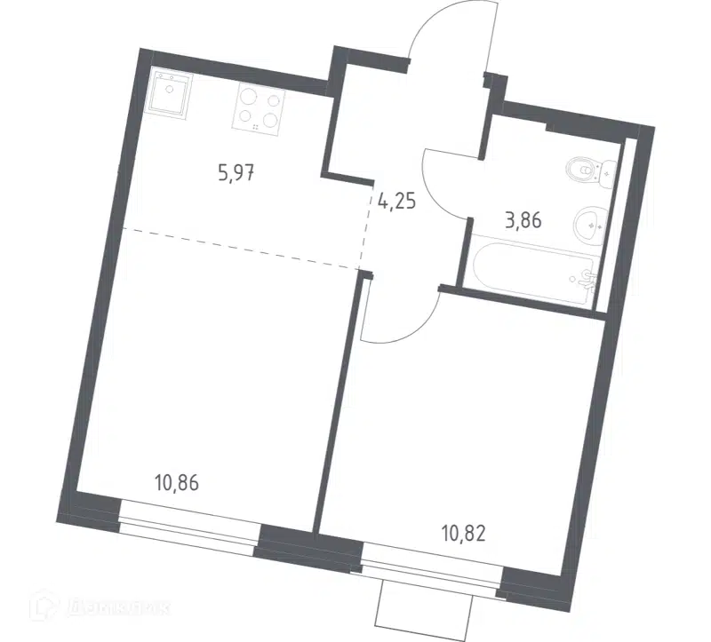 1-комнатная квартира 35.76 м² Квартал Западный