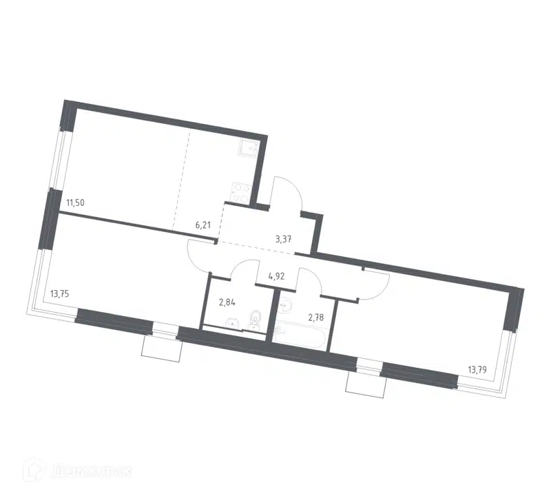 2-комнатная квартира 59.16 м² Квартал Западный