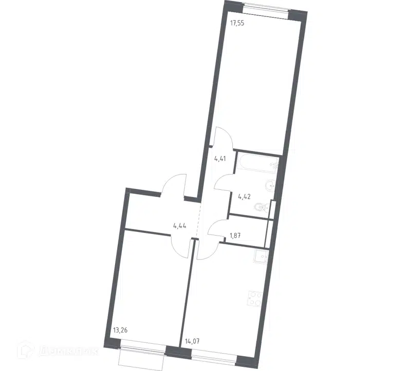 2-комнатная квартира 60.02 м² Квартал Западный