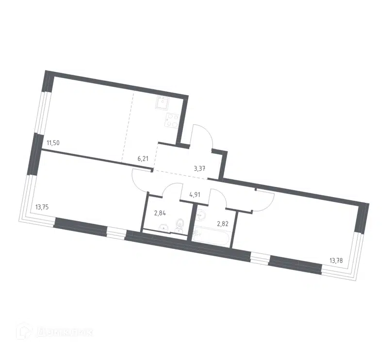 2-комнатная квартира 59.18 м² Квартал Западный
