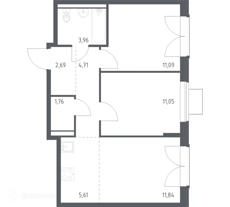 2-комнатная квартира 52.71 м² Квартал Западный