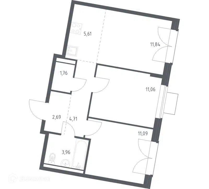 2-комнатная квартира 52.72 м² Квартал Западный