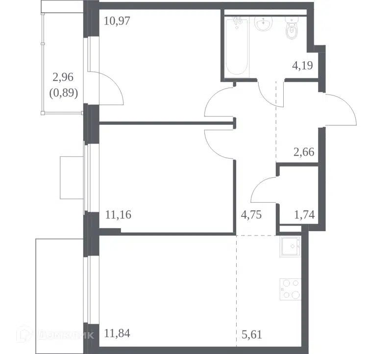 2-комнатная квартира 53.81 м² Квартал Западный