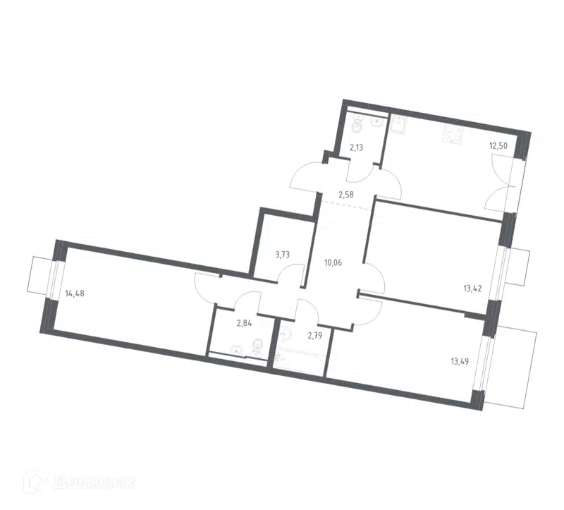 3-комнатная квартира 78.02 м² Квартал Западный