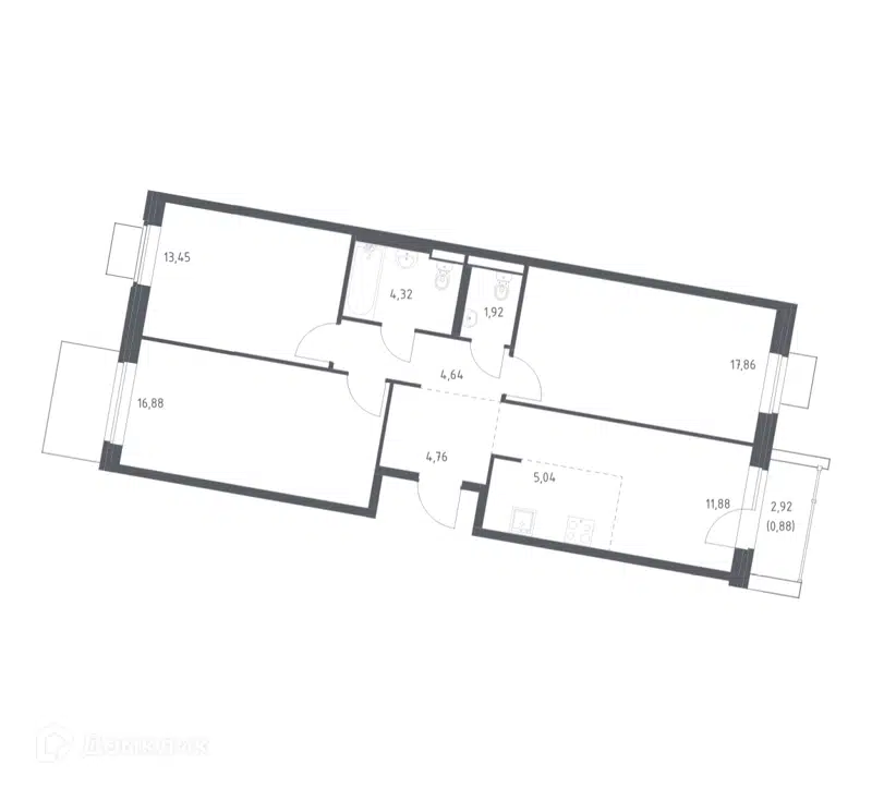 3-комнатная квартира 81.63 м² Квартал Западный