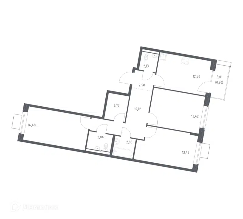 3-комнатная квартира 78.96 м² Квартал Западный