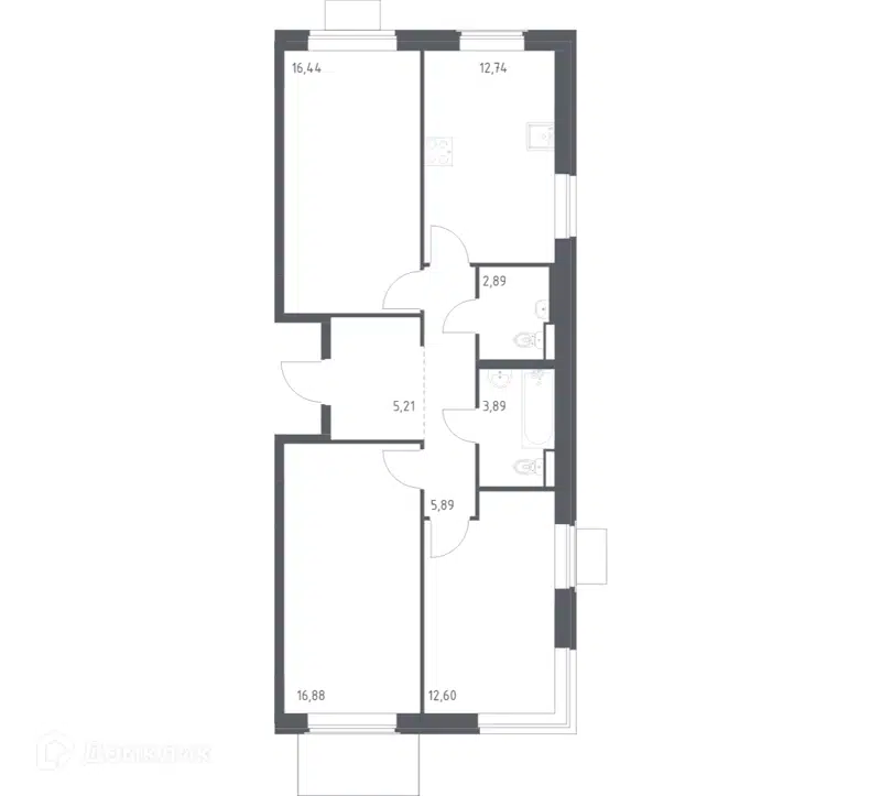 3-комнатная квартира 76.54 м² Квартал Западный