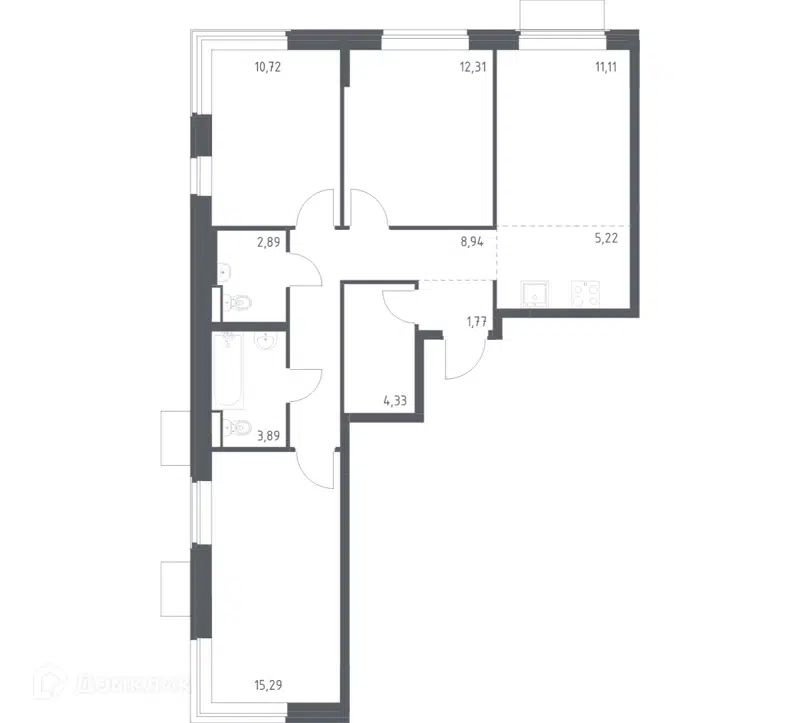 3-комнатная квартира 76.47 м² Квартал Западный