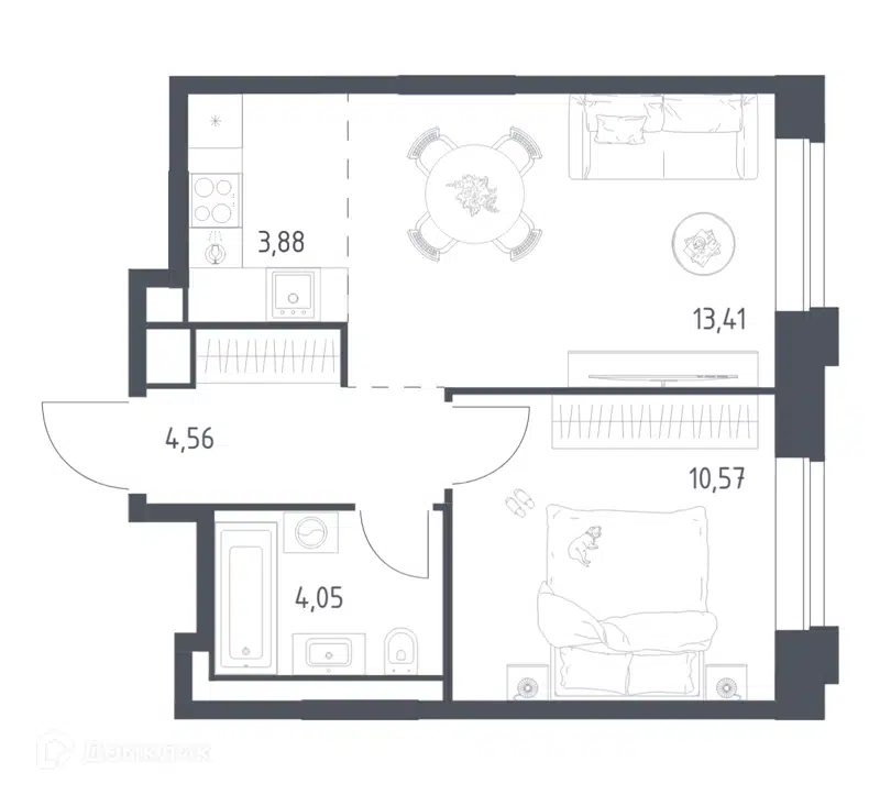 1-комнатная квартира 36.47 м² Верейская 41