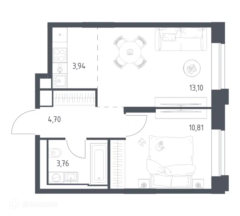 1-комнатная квартира 36.31 м² Верейская 41