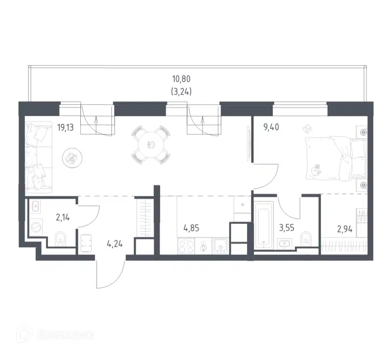 1-комнатная квартира 49.49 м² Верейская 41