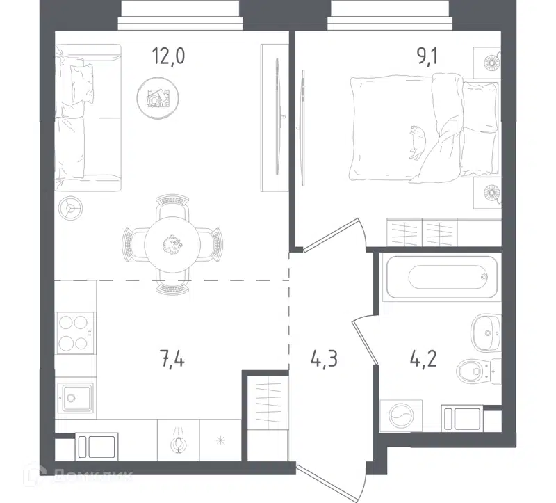 1-комнатная квартира 37 м² Ольховый Квартал