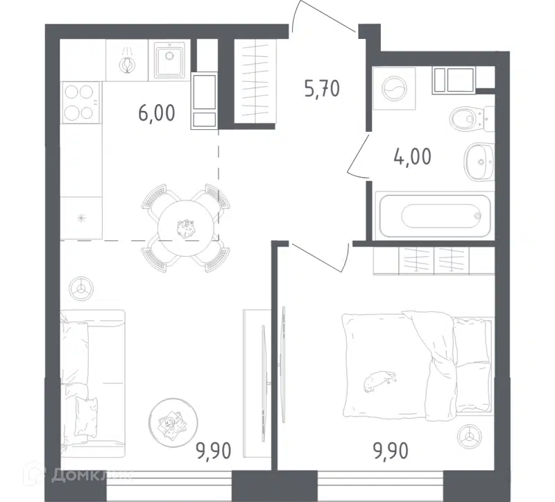 1-комнатная квартира 35.5 м² Ольховый Квартал