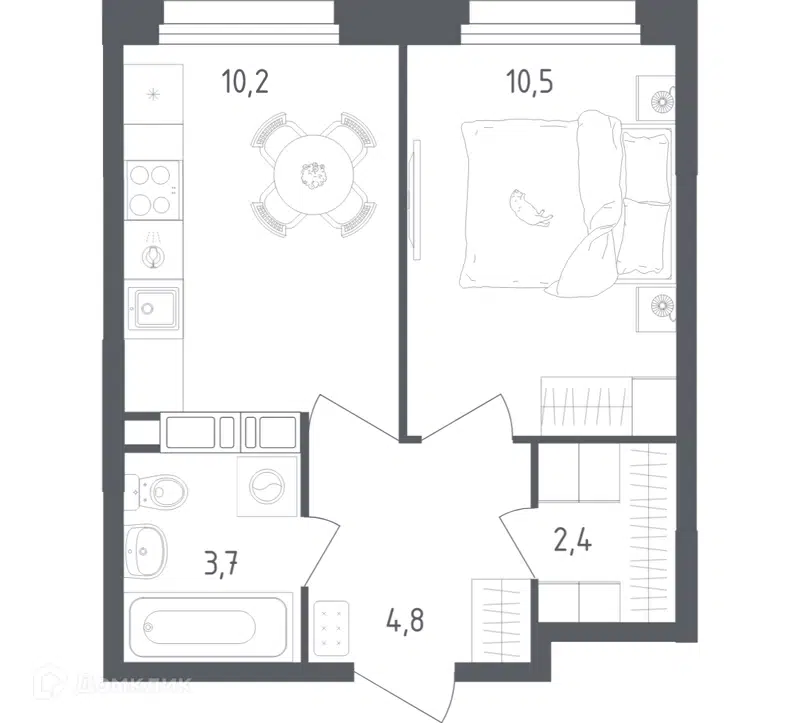 1-комнатная квартира 31.6 м² Ольховый Квартал