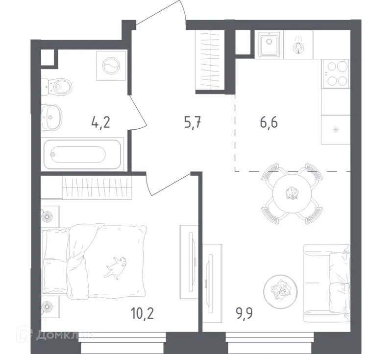 1-комнатная квартира 36.6 м² Ольховый Квартал