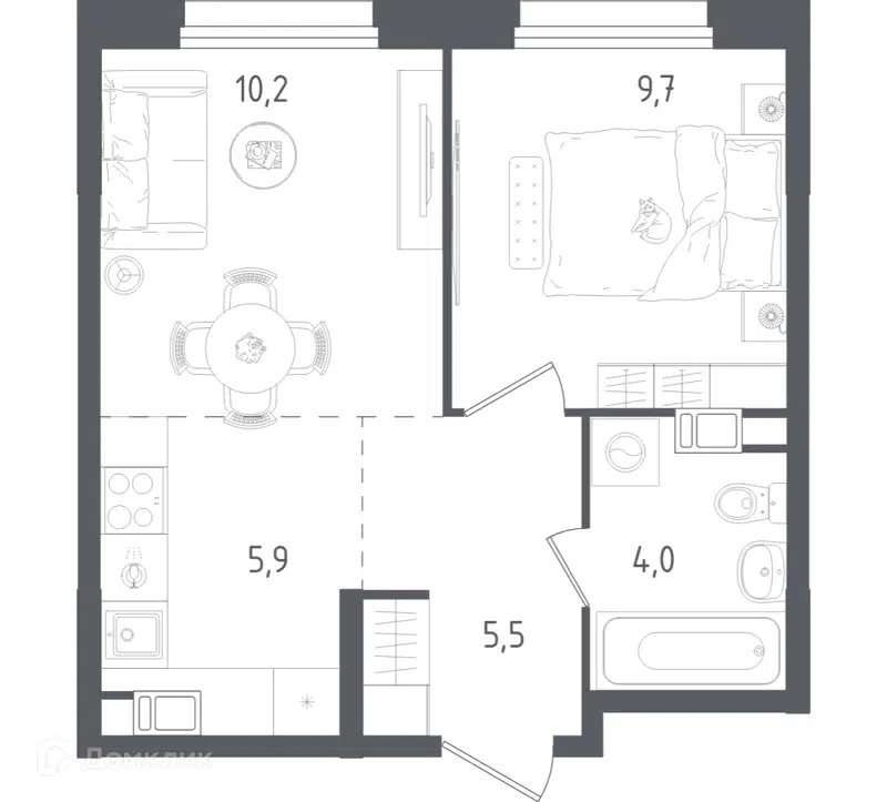 1-комнатная квартира 35.3 м² Ольховый Квартал