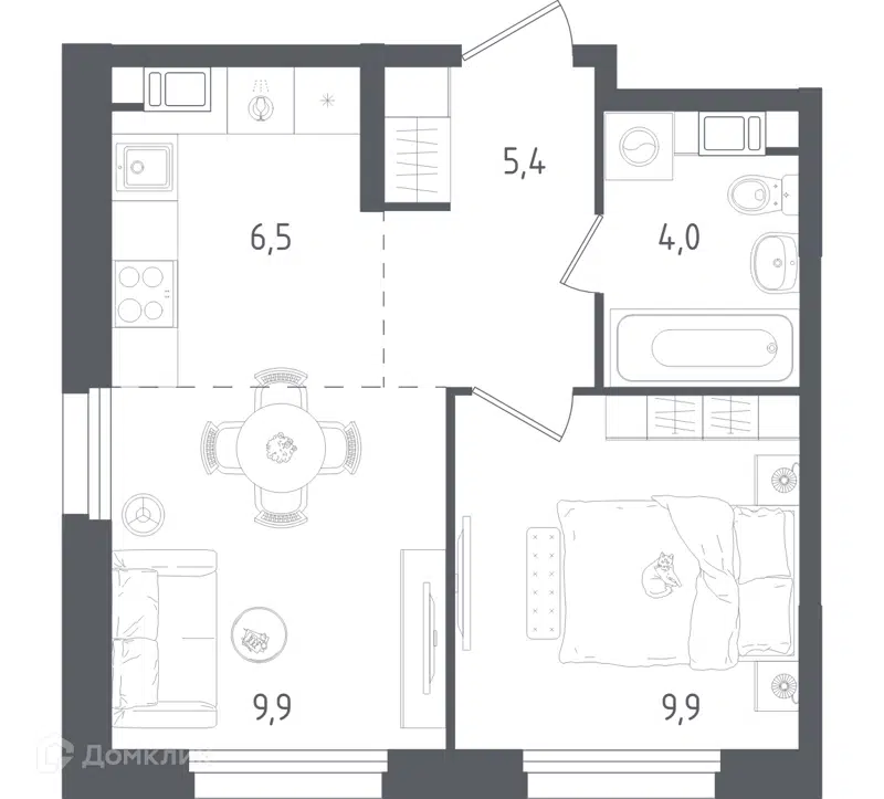 1-комнатная квартира 35.7 м² Ольховый Квартал