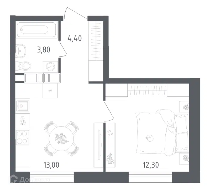 1-комнатная квартира 33.5 м² Ольховый Квартал
