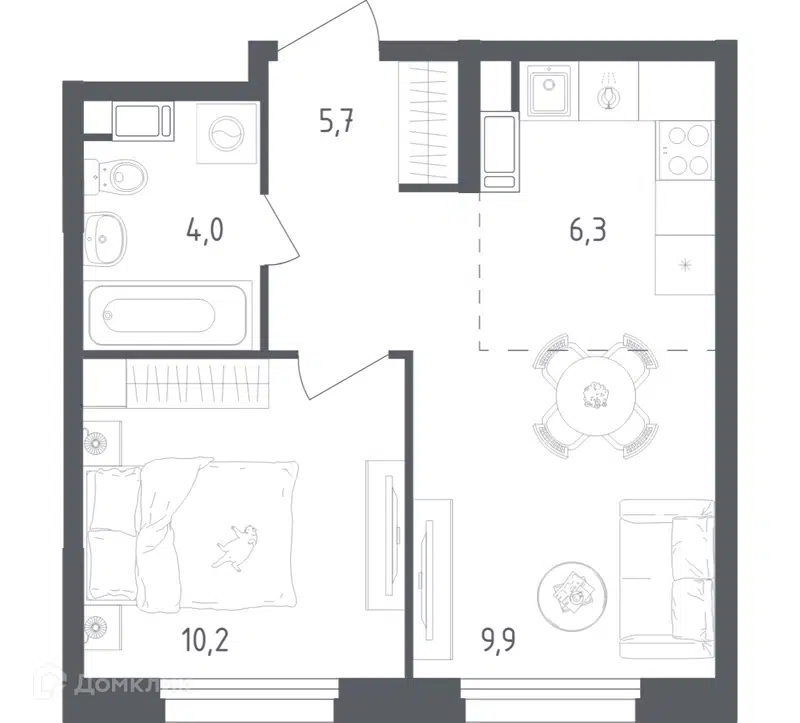 1-комнатная квартира 36.1 м² Ольховый Квартал