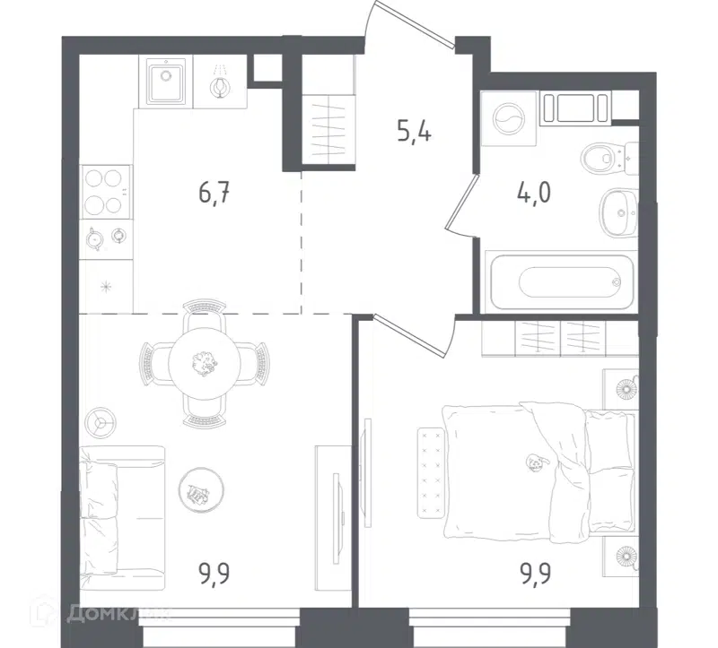 1-комнатная квартира 35.9 м² Ольховый Квартал