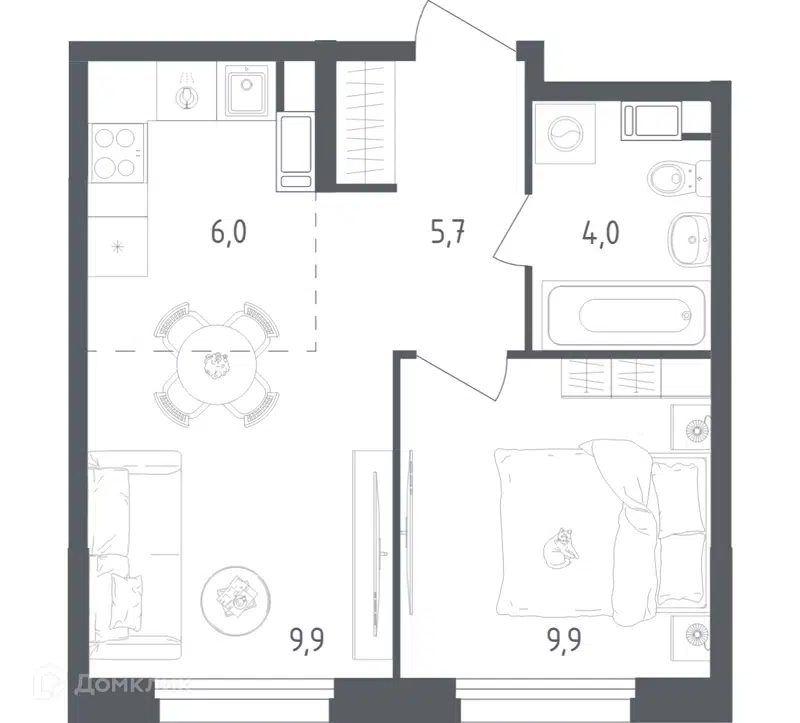 1-комнатная квартира 35.5 м² Ольховый Квартал