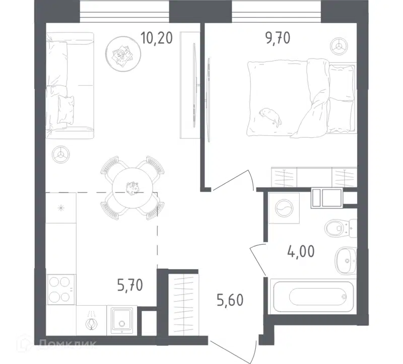 1-комнатная квартира 35.2 м² Ольховый Квартал