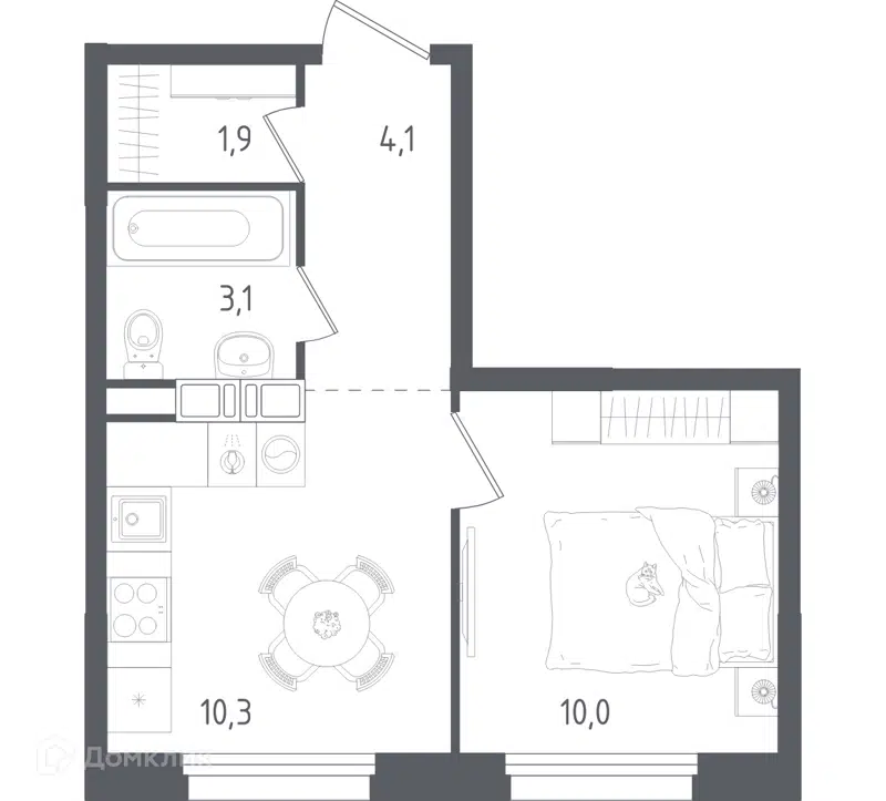 1-комнатная квартира 29.4 м² Ольховый Квартал