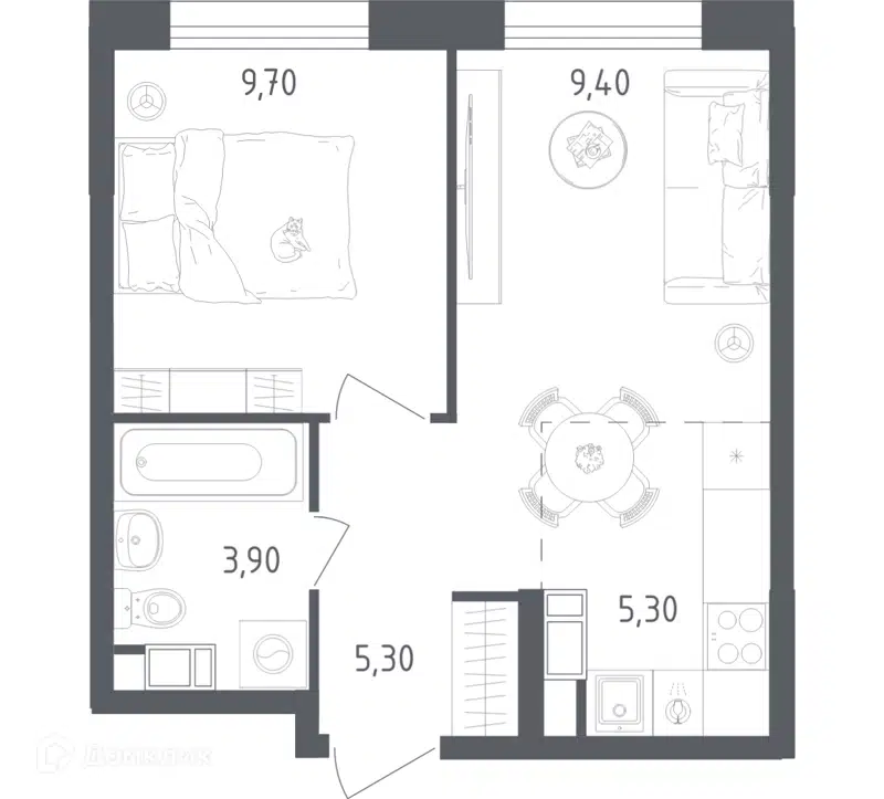 1-комнатная квартира 33.6 м² Ольховый Квартал