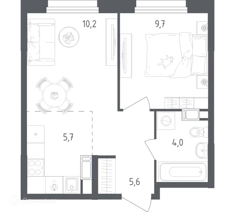1-комнатная квартира 35.2 м² Ольховый Квартал