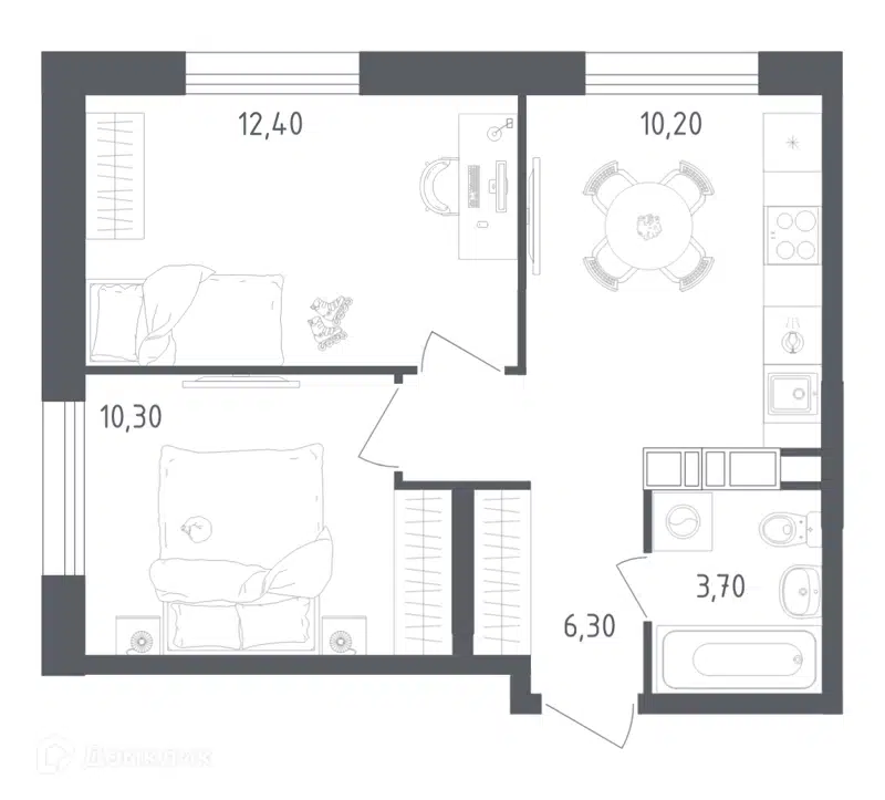 2-комнатная квартира 42.9 м² Ольховый Квартал