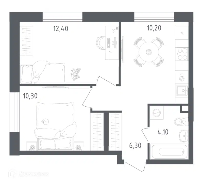 2-комнатная квартира 43.3 м² Ольховый Квартал