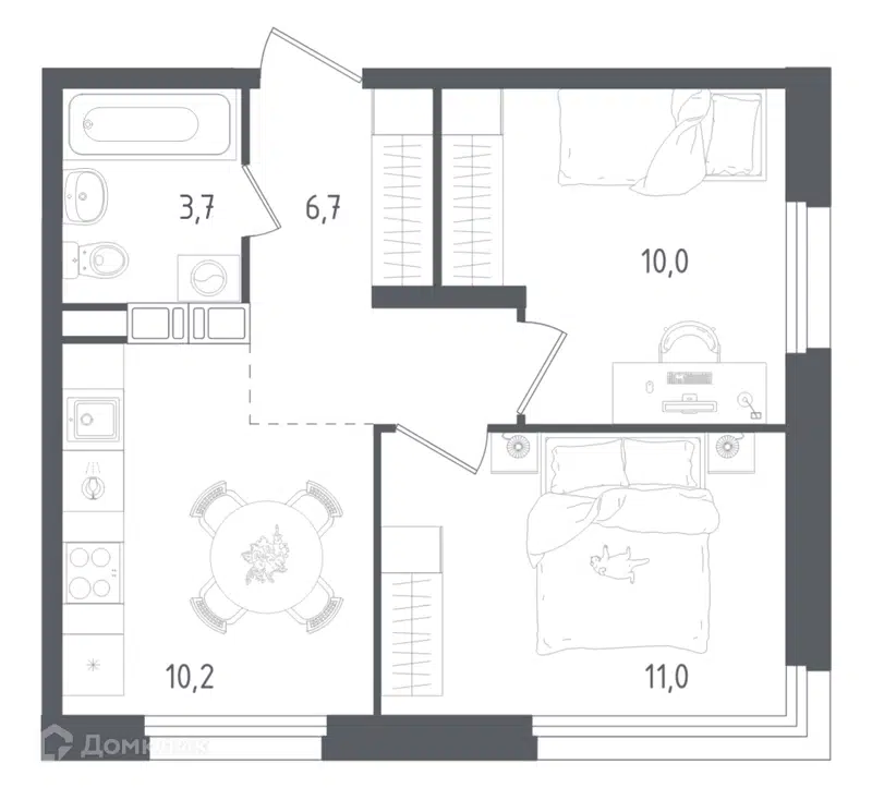 2-комнатная квартира 41.6 м² Ольховый Квартал