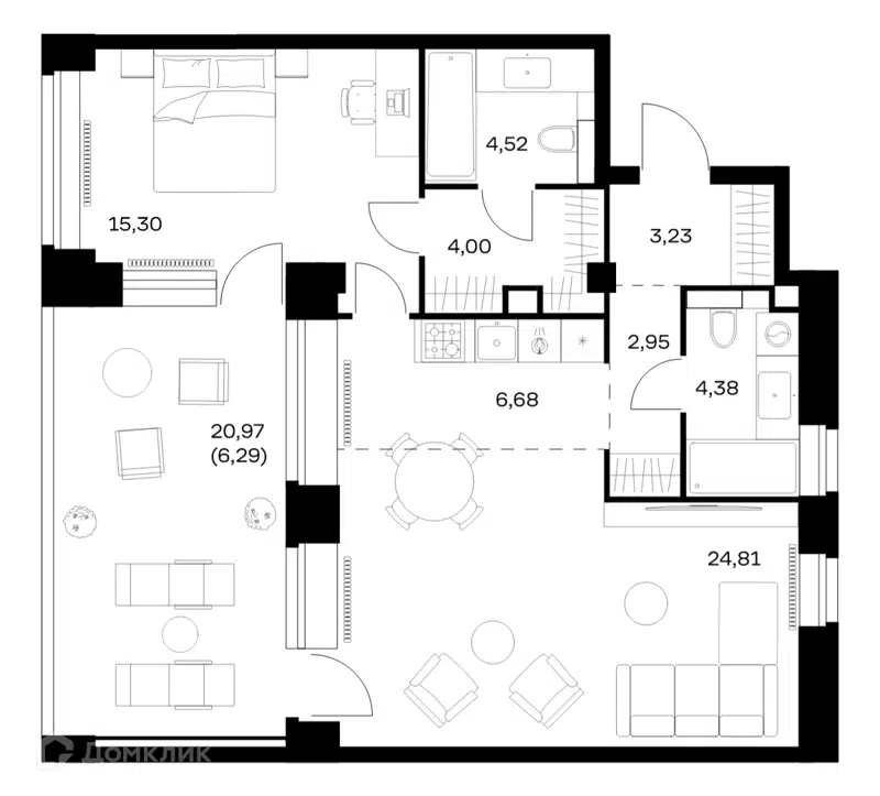1-комнатная квартира 72.16 м² Нова