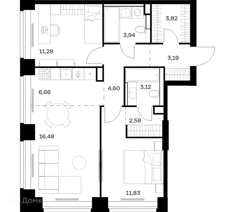 2-комнатная квартира 67.5 м² Нова