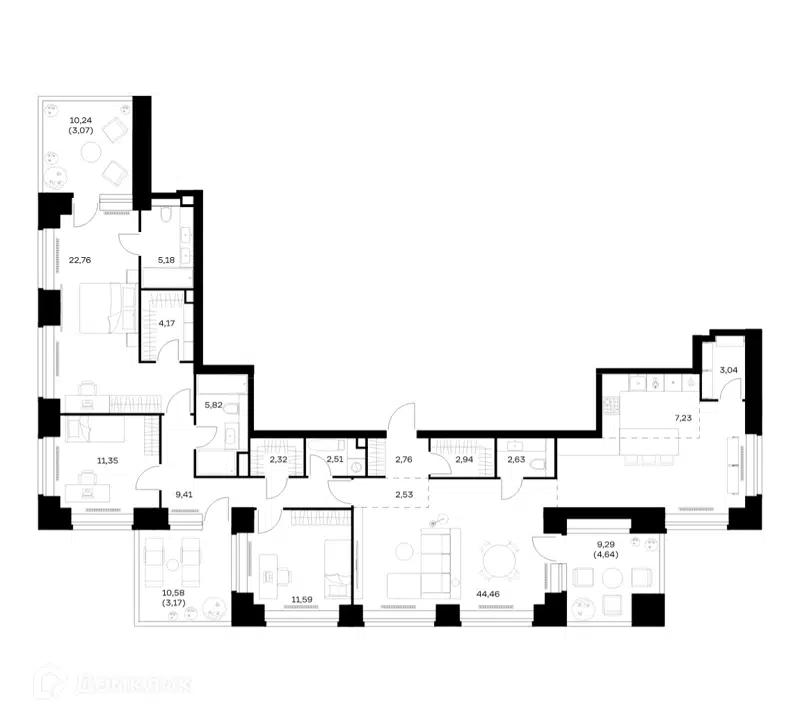 3-комнатная квартира 151.58 м² Нова