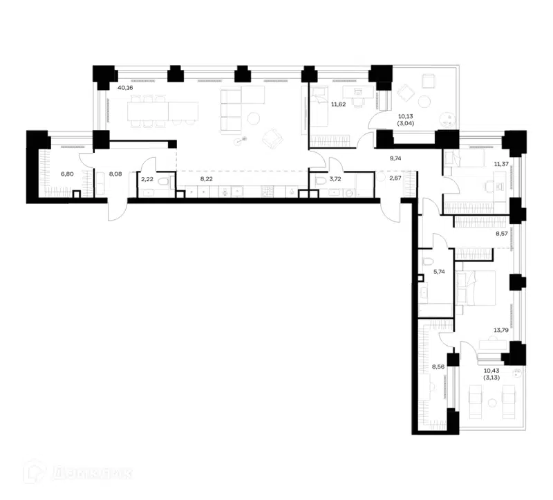 3-комнатная квартира 147.43 м² Нова