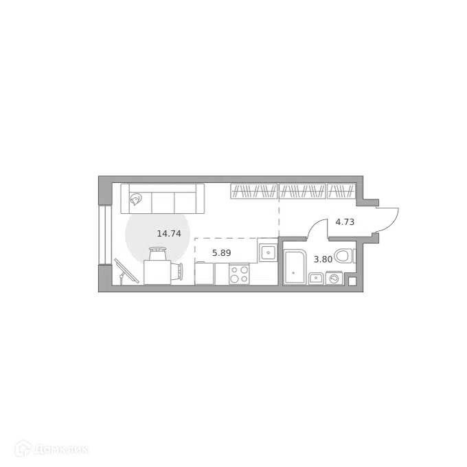 Студия 29.16 м² Дубровка от Гранель