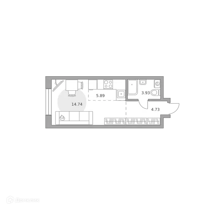 Студия 29.29 м² Дубровка от Гранель