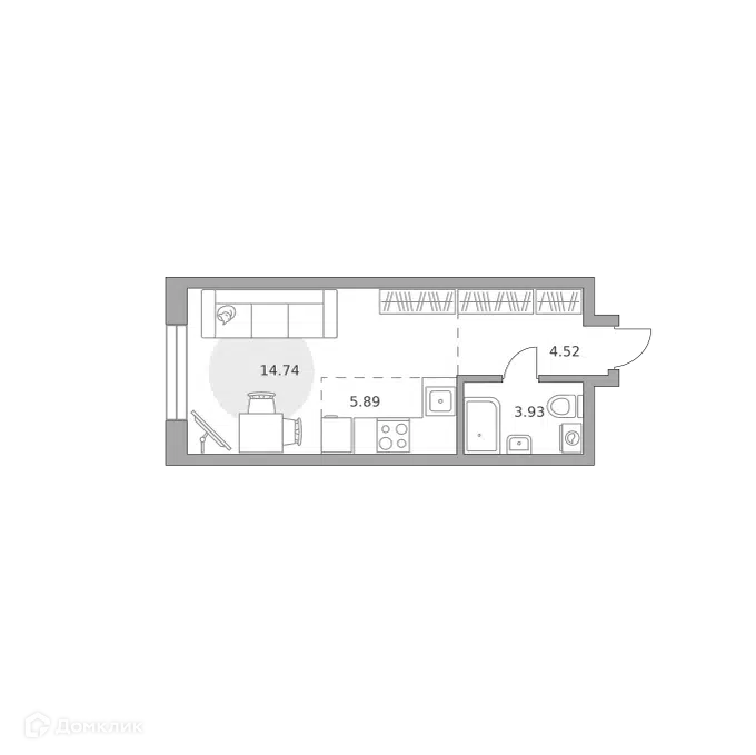 Студия 29.08 м² Дубровка от Гранель