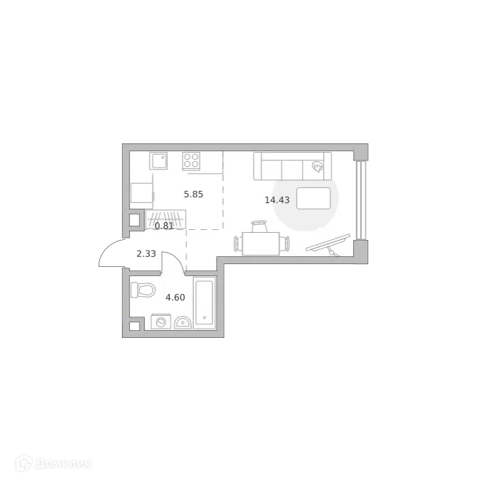 Студия 28.02 м² Мнёвники от Гранель