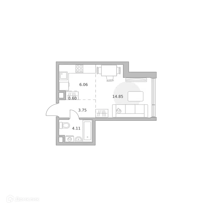 Студия 29.37 м² Мнёвники от Гранель