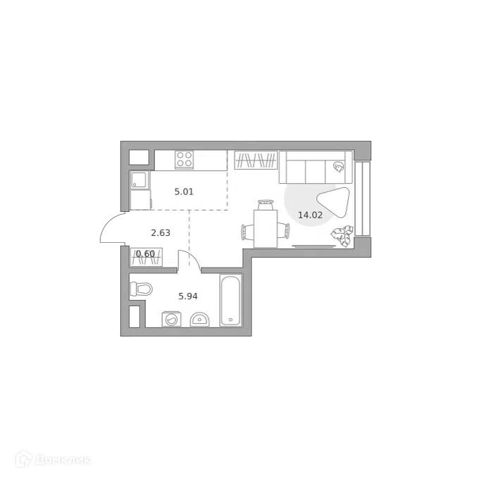 Студия 28.2 м² Мнёвники от Гранель