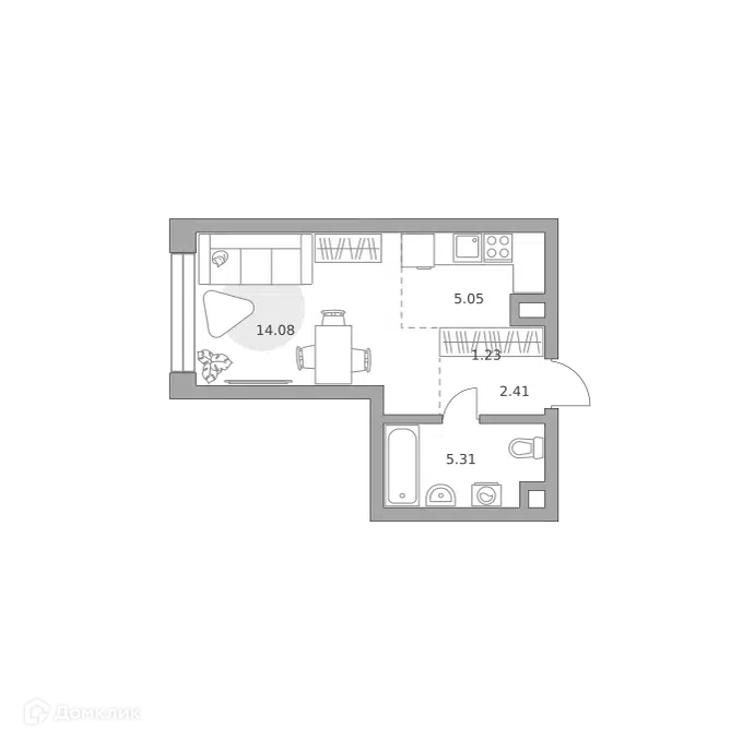 Студия 28.08 м² Мнёвники от Гранель