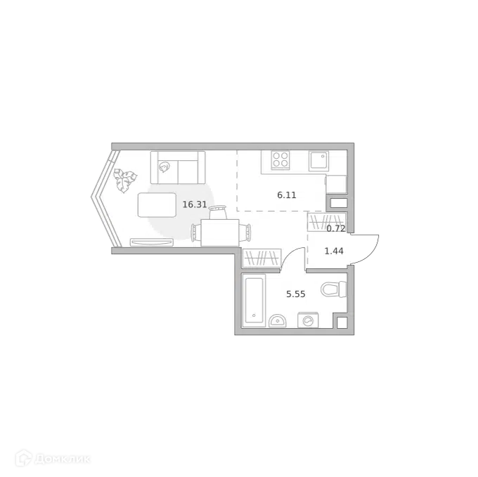 Студия 30.13 м² Мнёвники от Гранель