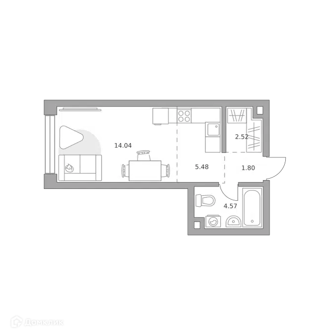 Студия 28.41 м² Мнёвники от Гранель