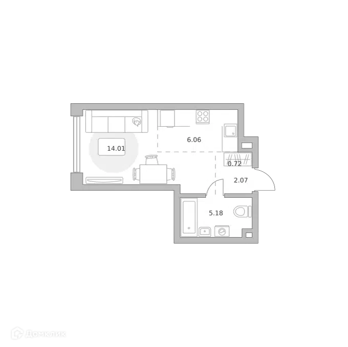 Студия 28.04 м² Мнёвники от Гранель