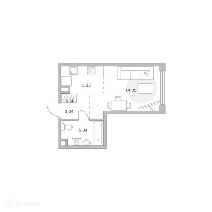 Студия 28.06 м² Мнёвники от Гранель