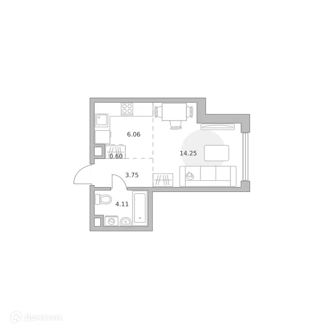 Студия 28.77 м² Мнёвники от Гранель