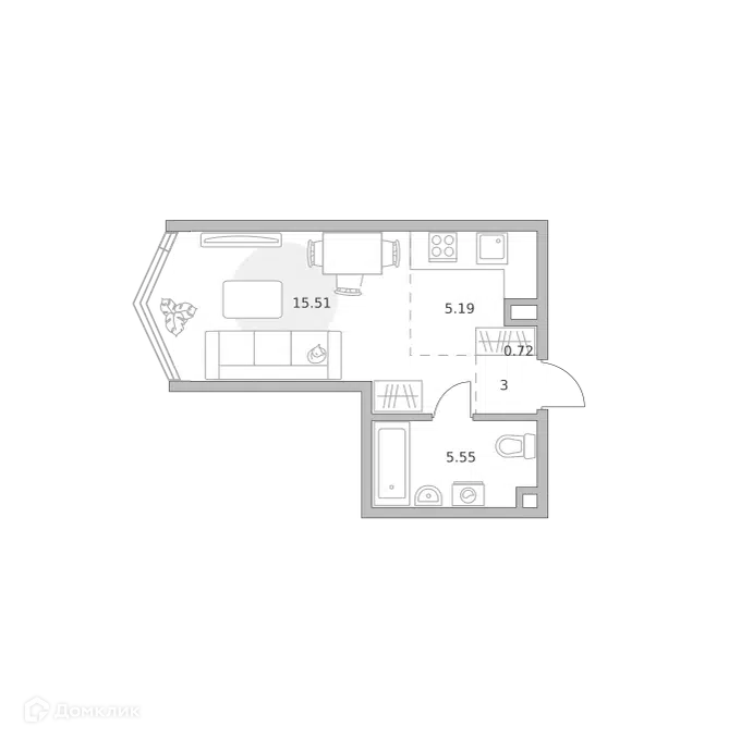Студия 29.97 м² Мнёвники от Гранель